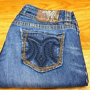 MEK JEANS 29x29 DENIM TYLER FADED DISTRESSED BOOTCUT DENIM BLUE JEANS